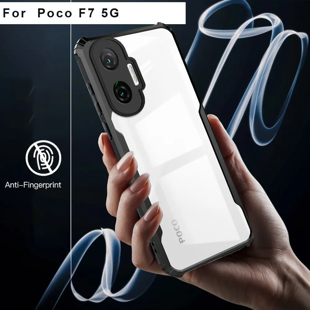 Micvir Back Cover for Poco F7 5G (Transparent, Black, Shock Proof, Polycarbonate, Pack of: 1) — image 2 of 5