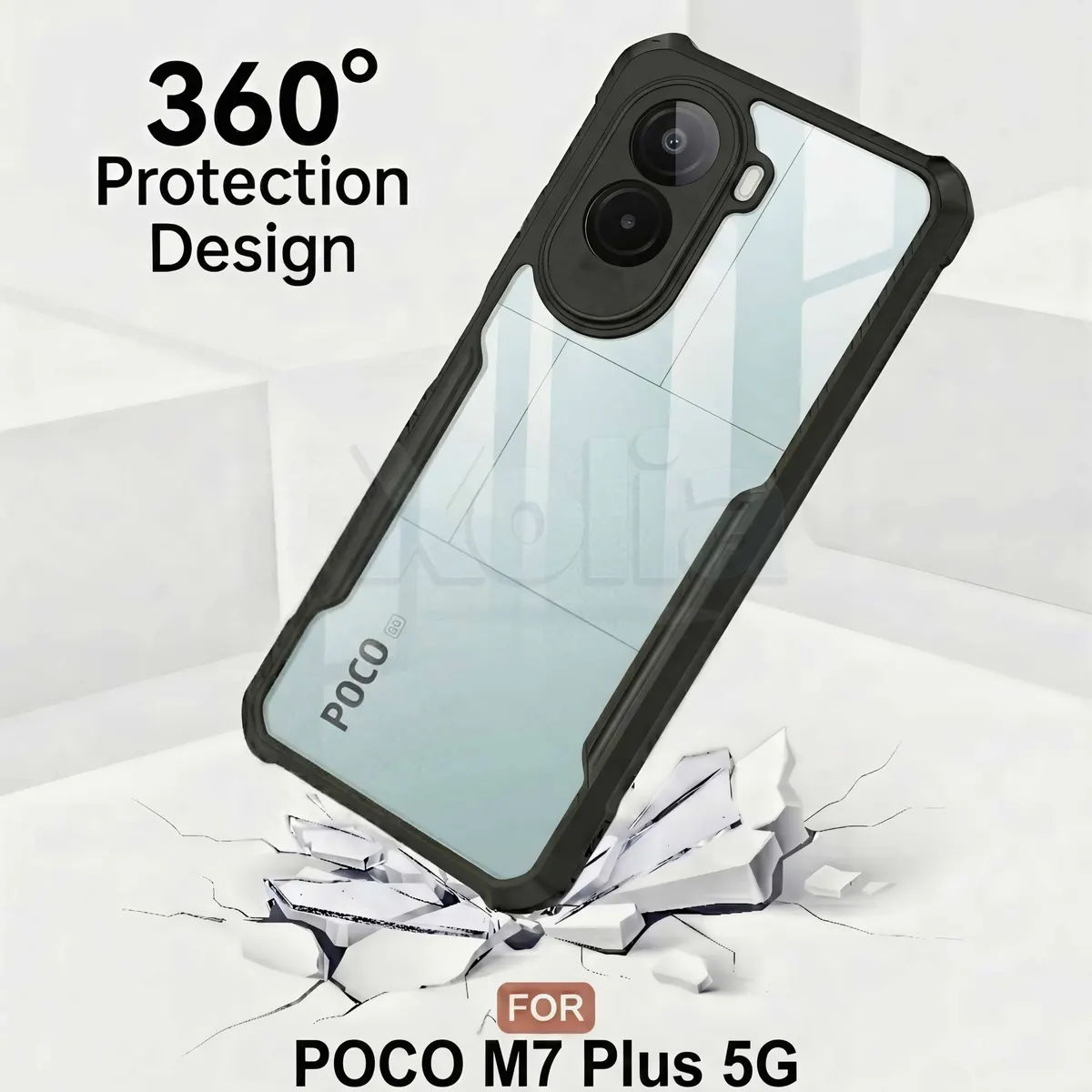 Micvir Back Cover for Poco M7 Plus 5G (Transparent, Black, Shock Proof, Polycarbonate, Pack of: 1) — image 2 of 5