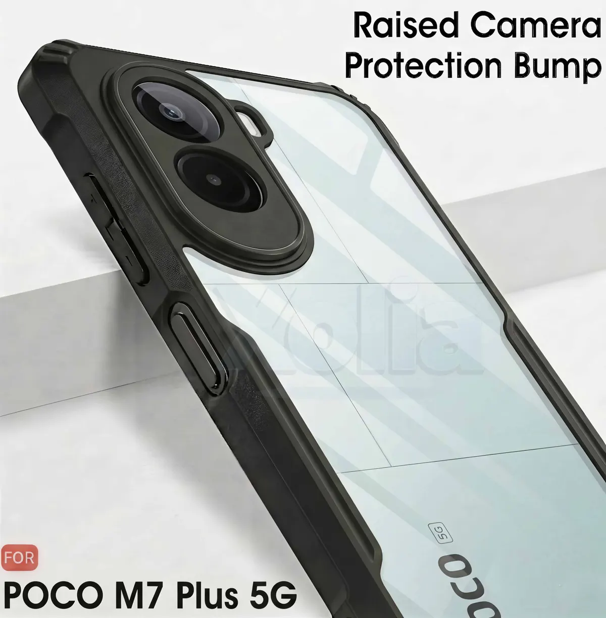Micvir Back Cover for Poco M7 Plus 5G (Transparent, Black, Shock Proof, Polycarbonate, Pack of: 1) — image 4 of 5