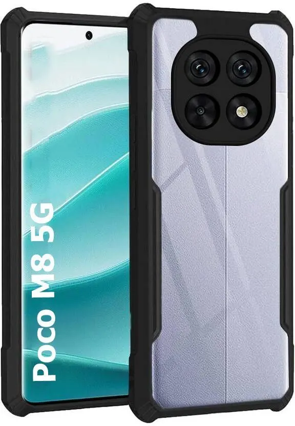 Xolia Back Cover for POCO M8 5G (Transparent, Black, Shock Proof, Polycarbonate, Pack of: 1)