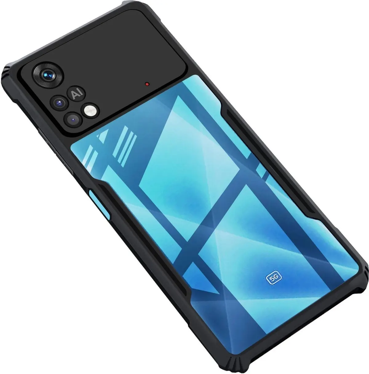 Micvir Back Cover for Poco X4 Pro (Transparent, Black, Shock Proof, Polycarbonate, Pack of: 1)