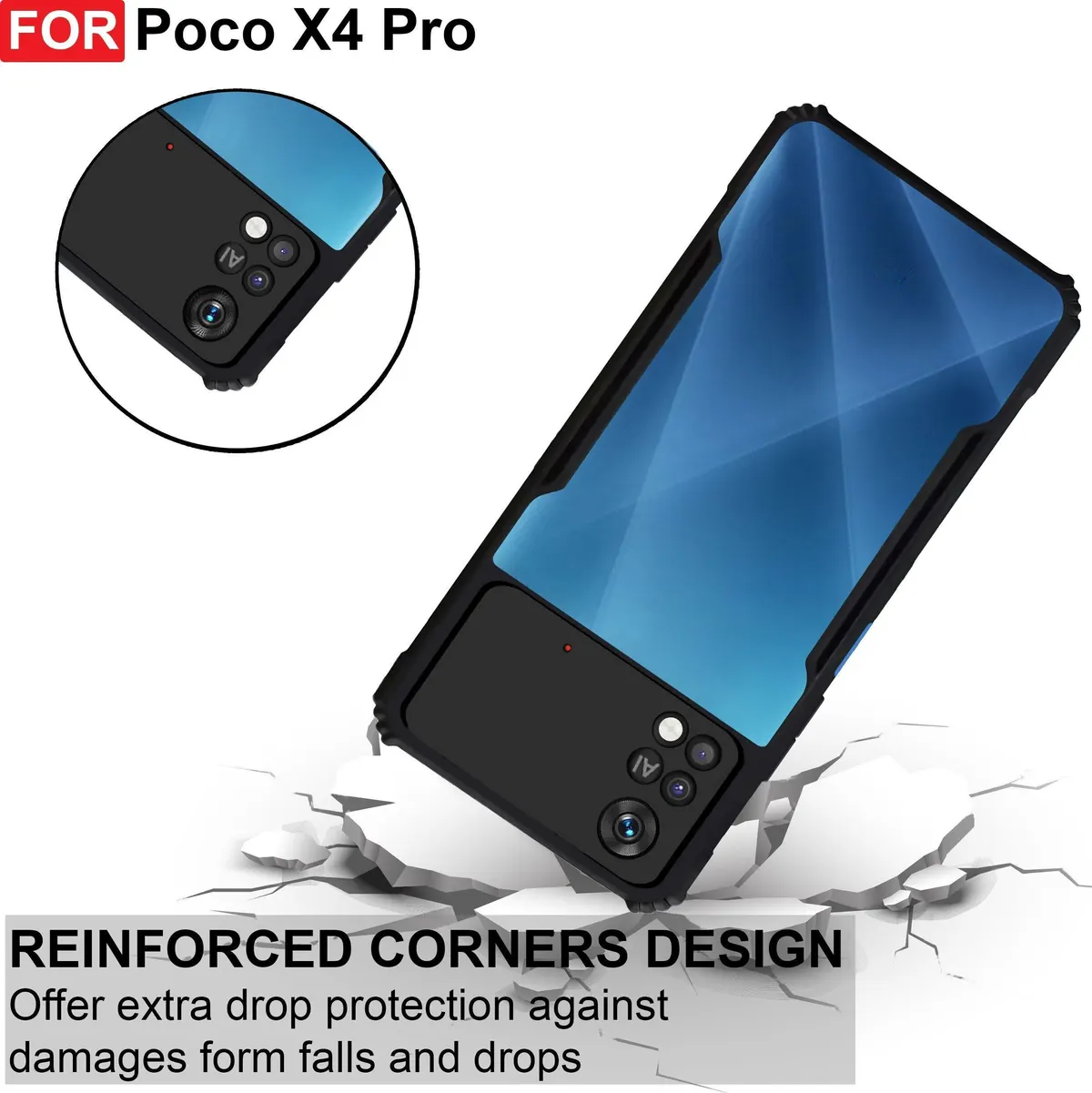 Micvir Back Cover for Poco X4 Pro (Transparent, Black, Shock Proof, Polycarbonate, Pack of: 1) — image 3 of 5