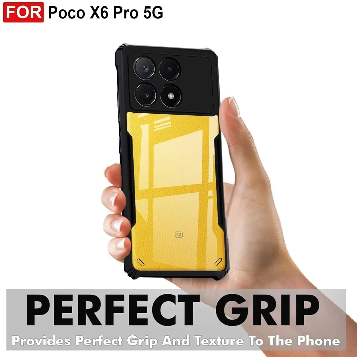 Micvir Back Cover for Poco X6 Pro 5G (Transparent, Black, Shock Proof, Polycarbonate) — image 2 of 5