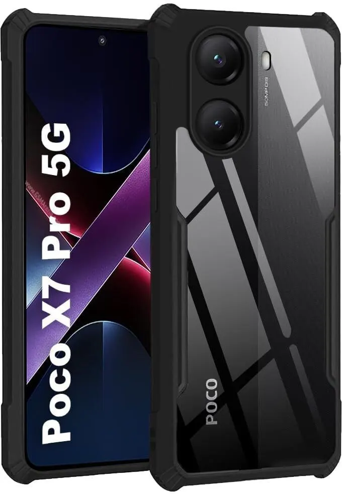Micvir Back Cover for Poco X7 Pro 5G (Transparent, Black, Shock Proof, Polycarbonate) — image 1 of 5