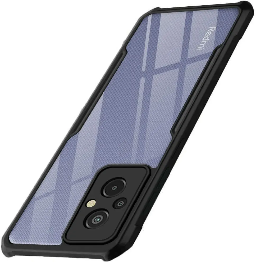Micvir Back Cover for Redmi 11 Prime 4G (Transparent, Black, Shock Proof, Polycarbonate, Pack of: 1)