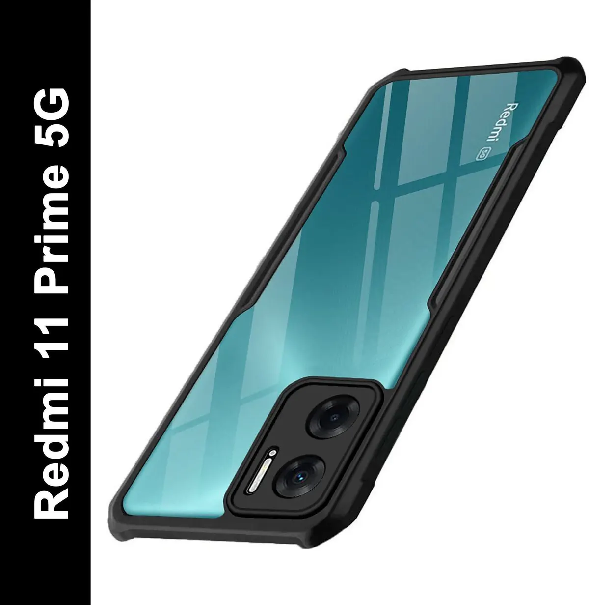 Micvir Back Cover for Redmi 11 Prime 5G (Transparent, Black, Shock Proof, Polycarbonate, Pack of: 1)