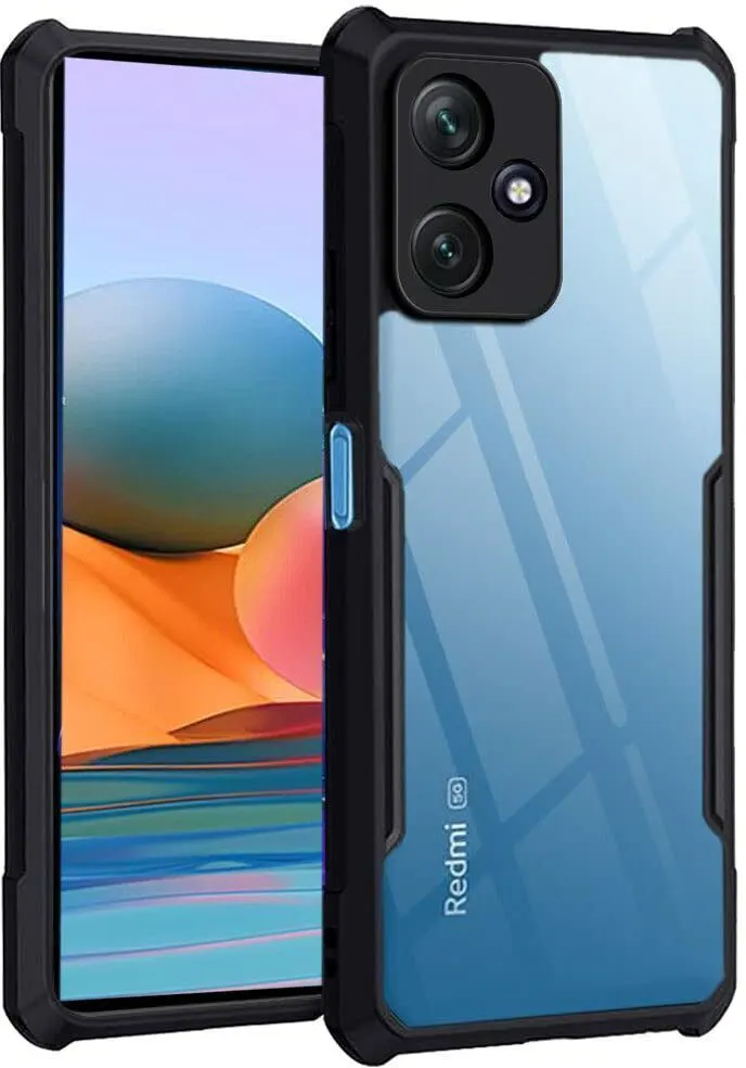 Micvir Back Cover for Redmi 12 (Transparent, Black, Shock Proof, Polycarbonate, Pack of: 1) — image 1 of 5