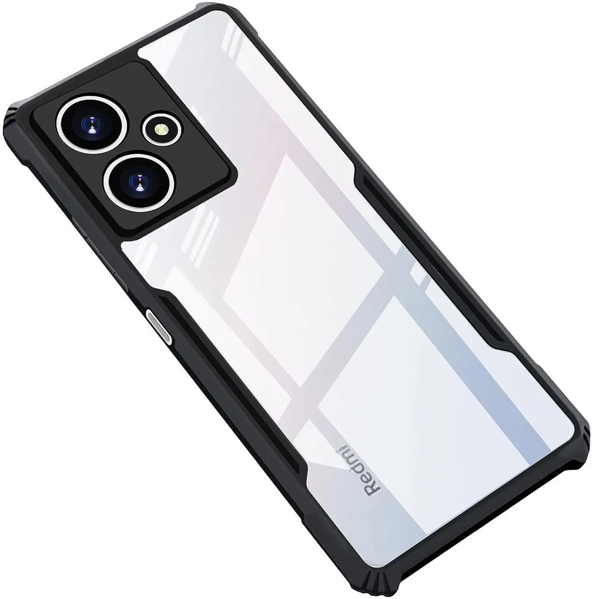 Micvir Back Cover for Poco M6 Pro 5G (Transparent, Black, Shock Proof, Polycarbonate, Pack of: 1)