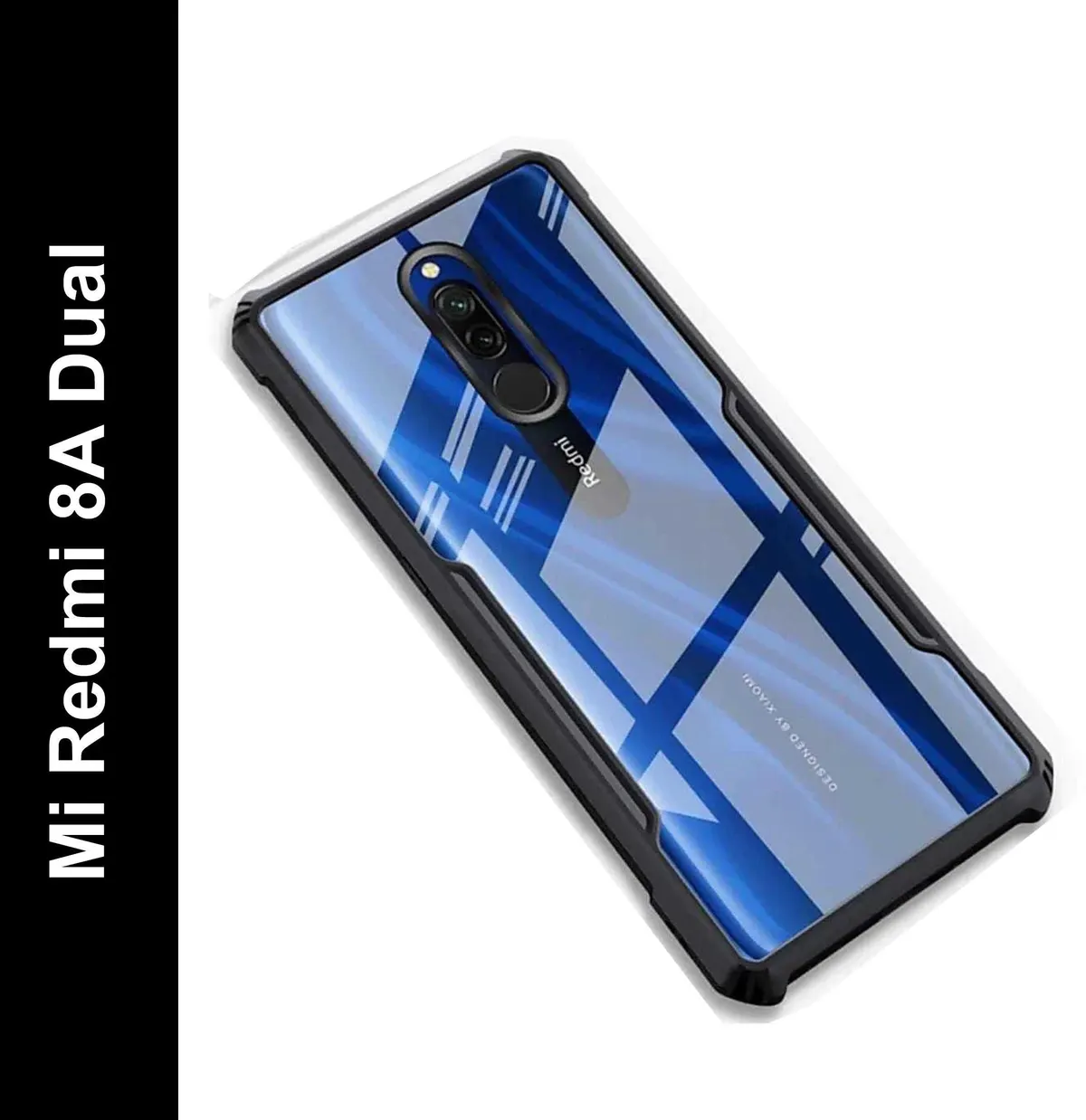 Micvir Back Cover for Mi Redmi 8A Dual (Transparent, Black, Shock Proof, Polycarbonate, Pack of: 1)