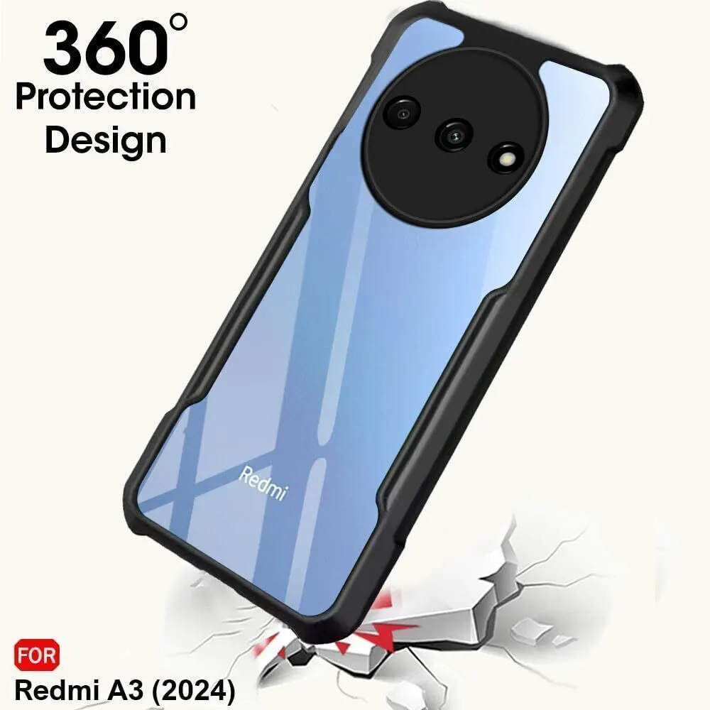 Micvir Back Cover for Redmi A3 (Transparent, Black, Shock Proof, Polycarbonate, Pack of: 1) — image 2 of 5