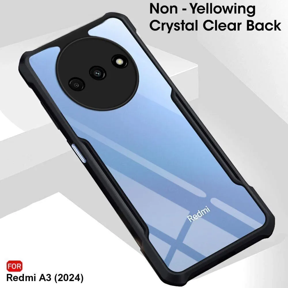Micvir Back Cover for Redmi A3 (Transparent, Black, Shock Proof, Polycarbonate, Pack of: 1) — image 3 of 5