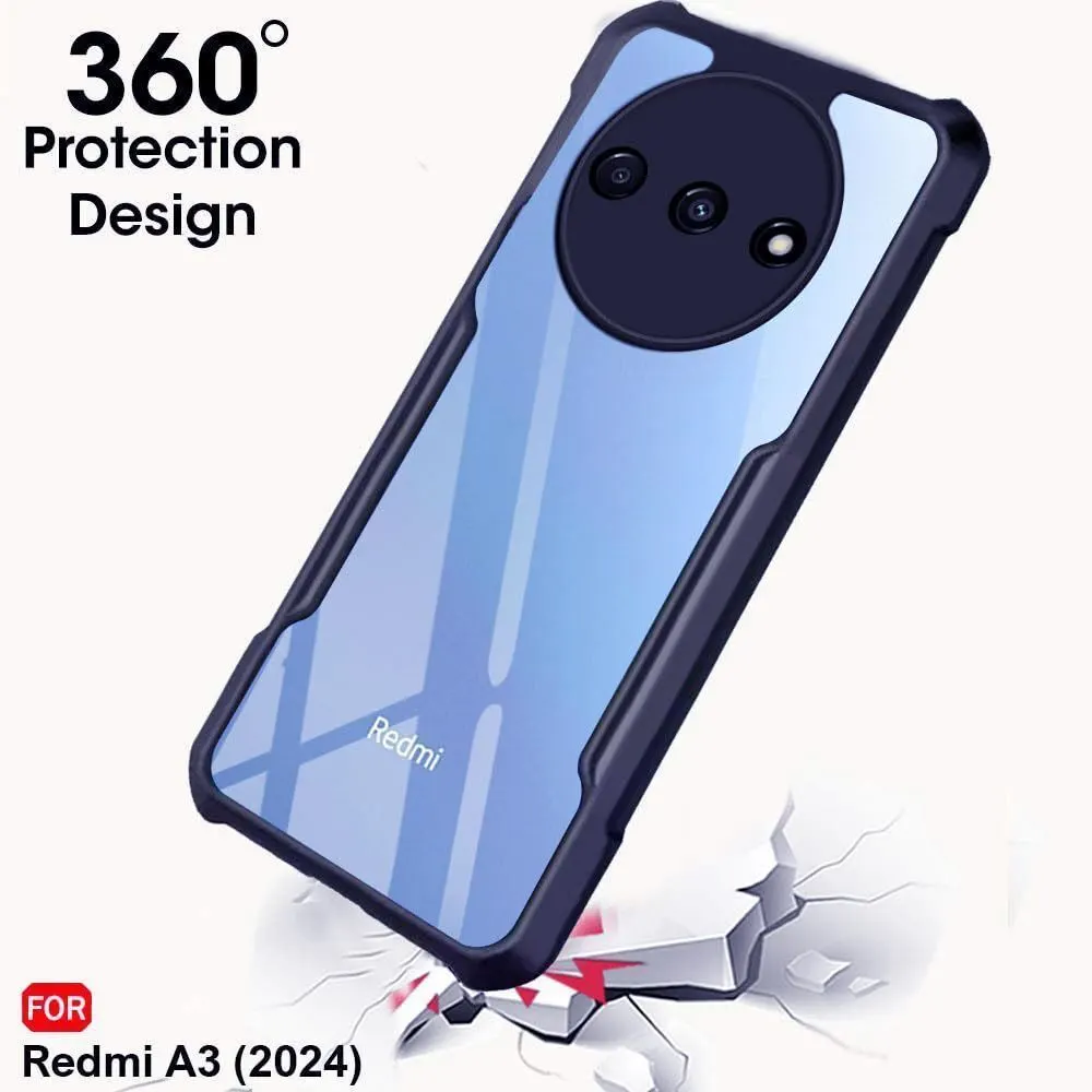Micvir Back Cover for Redmi A3 (Transparent, Blue, Shock Proof, Polycarbonate, Pack of: 1) — image 2 of 5