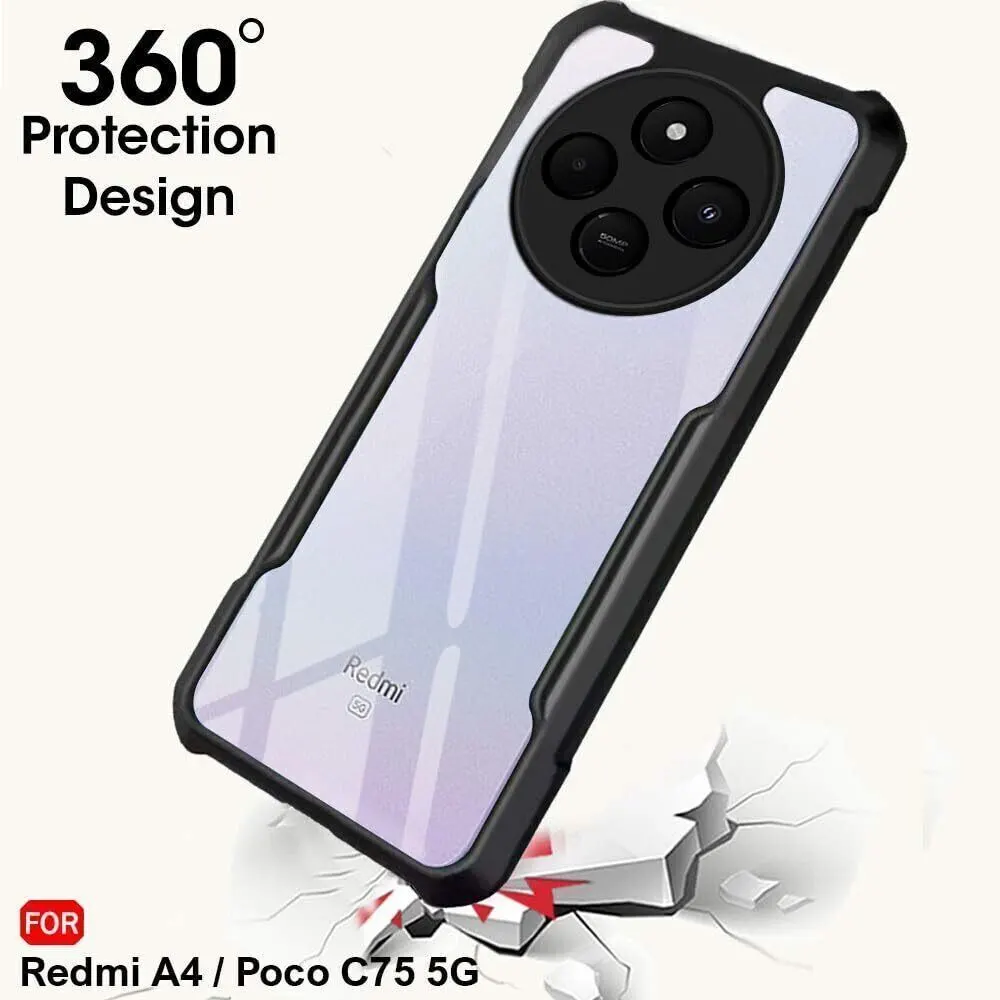 Micvir Back Cover for REDMI A4 5G (Transparent, Black, Shock Proof, Polycarbonate, Pack of: 1) — image 2 of 5
