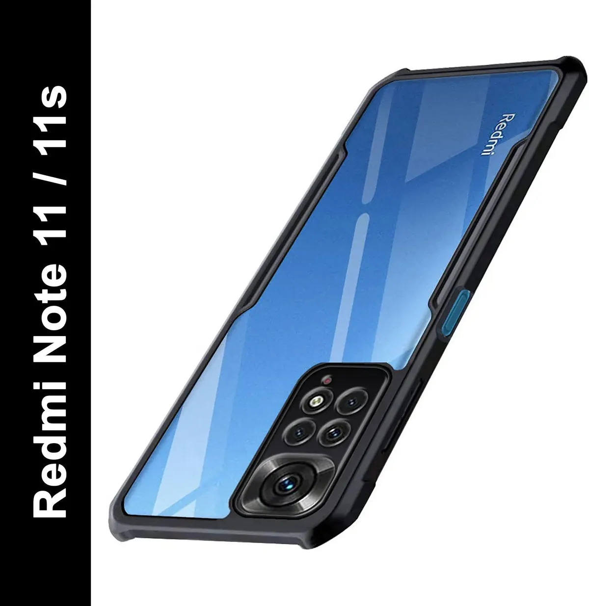 Micvir Back Cover for Redmi Note 11 (Transparent, Black, Shock Proof, Polycarbonate, Pack of: 1)