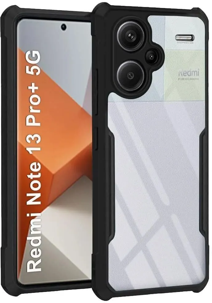 Micvir Back Cover for Redmi Note 13 Pro Plus 5G (Transparent, Black, Shock Proof, Polycarbonate, Pack of: 1)