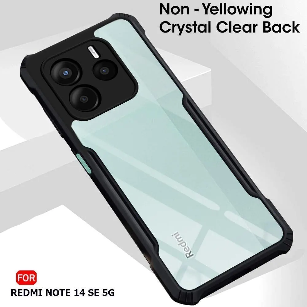 Micvir Back Cover for Redmi Note 14 SE 5G (Transparent, Black, Shock Proof, Polycarbonate, Pack of: 1) — image 3 of 5