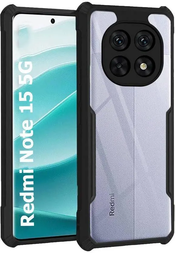 Xolia Back Cover for Redmi Note 15 5G (Transparent, Black, Shock Proof, Polycarbonate, Pack of: 1)