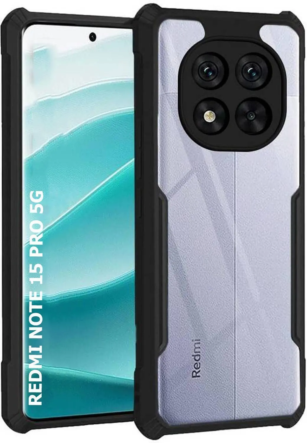 Xolia Back Cover for Redmi Note 15 Pro 5G (Transparent, Black, Shock Proof, Polycarbonate, Pack of: 1)