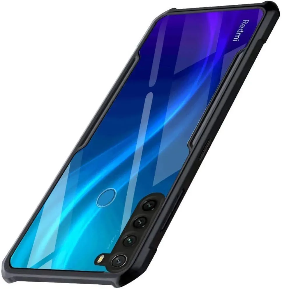 Micvir Back Cover for Redmi Note 8 (Transparent, Black, Shock Proof, Polycarbonate, Pack of: 1)