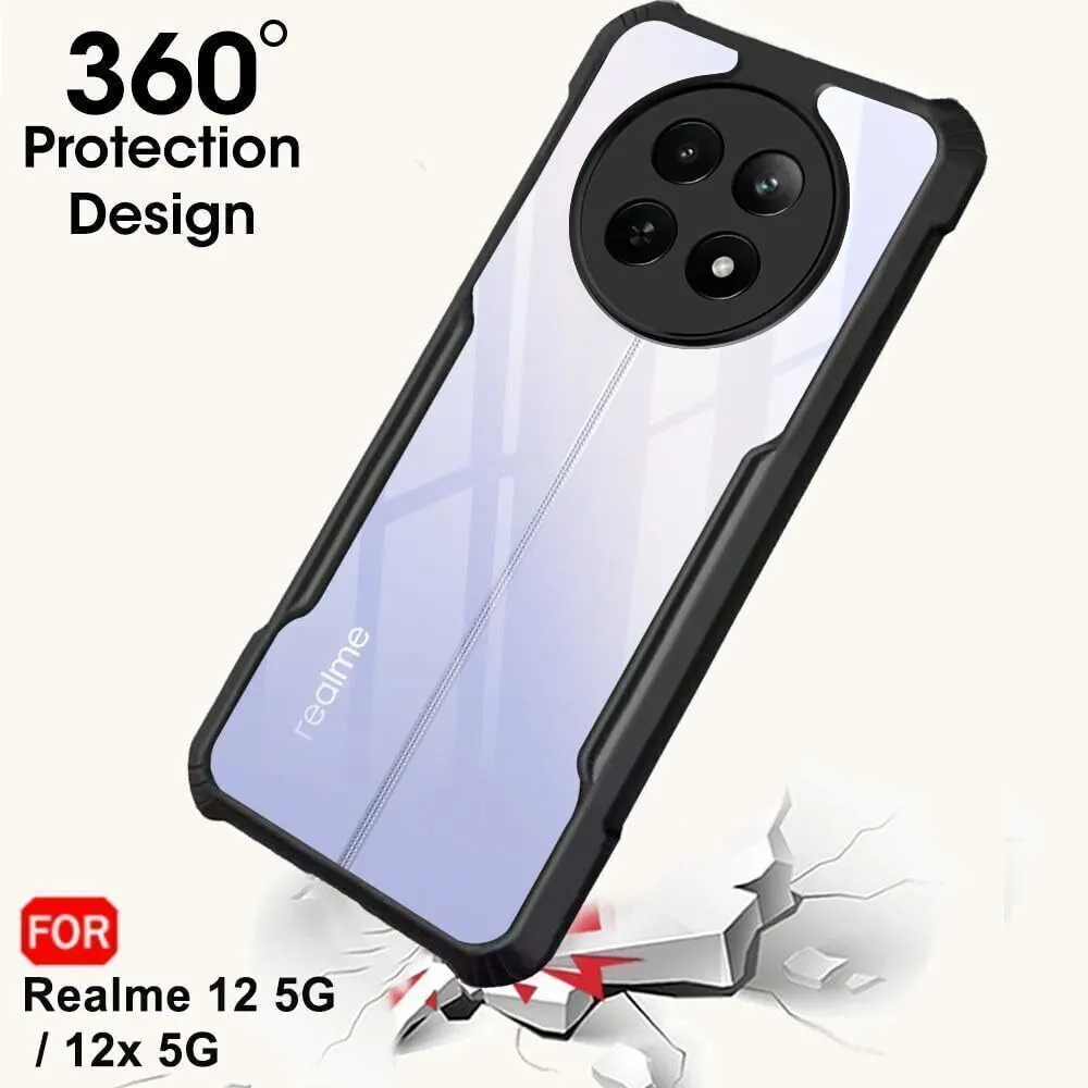 Micvir Back Cover for Realme 12 5G (Transparent, Black, Shock Proof, Polycarbonate, Pack of: 1) — image 2 of 5