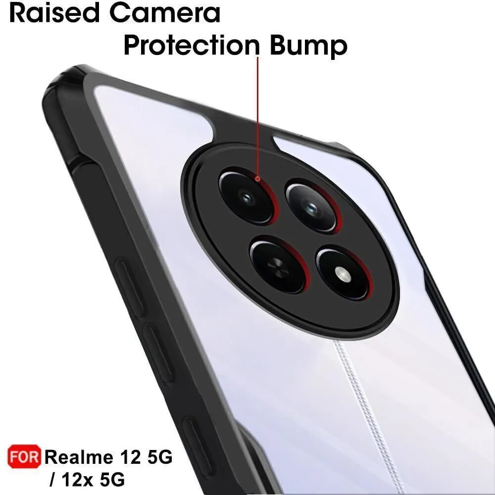 Micvir Back Cover for Realme 12 5G (Transparent, Black, Shock Proof, Polycarbonate, Pack of: 1) — image 4 of 5