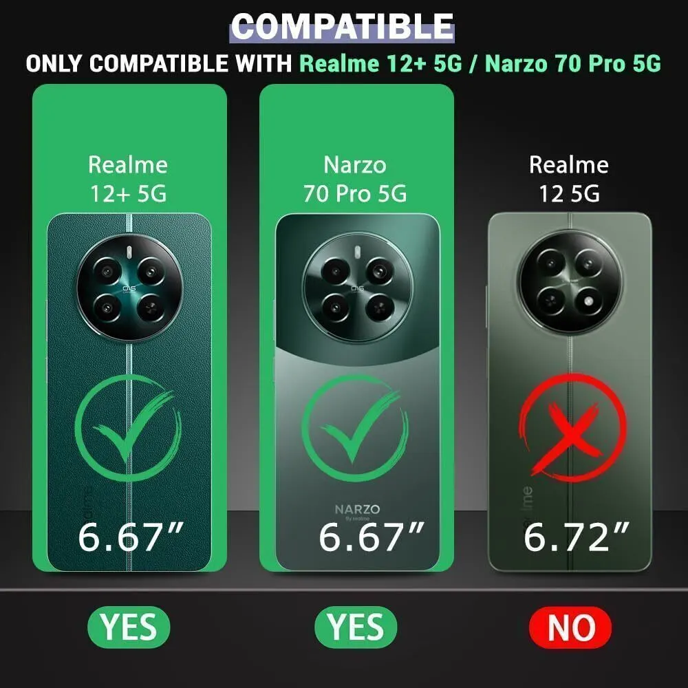 Micvir Back Cover for Realme 12 Plus 5G, Realme P1 5G, Narzo 70 5G, Narzo 70 Pro 5G (Transparent, Black, Shock Proof, Polycarbonate, Pack of: 1) — image 4 of 5