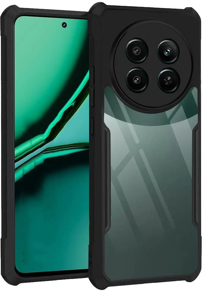 Micvir Back Cover for Realme 12x 5G (Transparent, Black, Shock Proof, Polycarbonate, Pack of: 1)