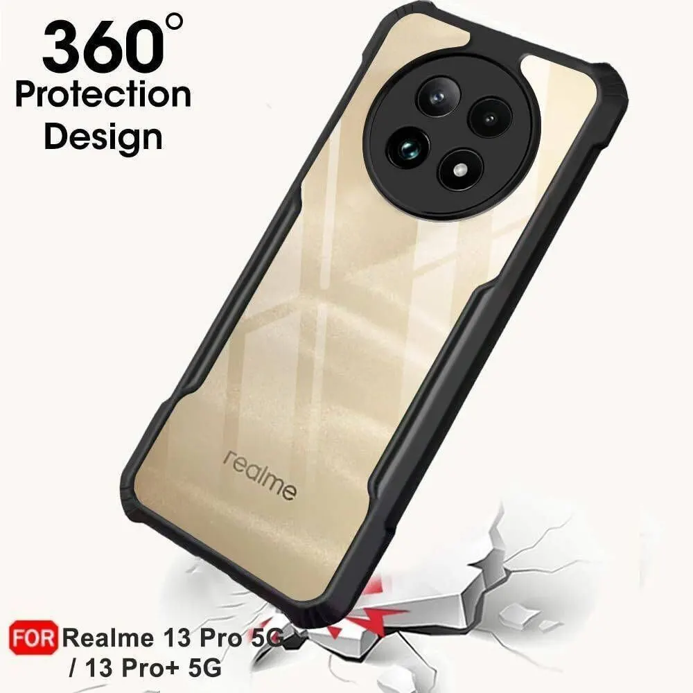 Micvir Back Cover for Realme 13 Plus 5G (Transparent, Black, Camera Bump Protector, Plastic, Silicon, Pack of: 1) — image 2 of 5