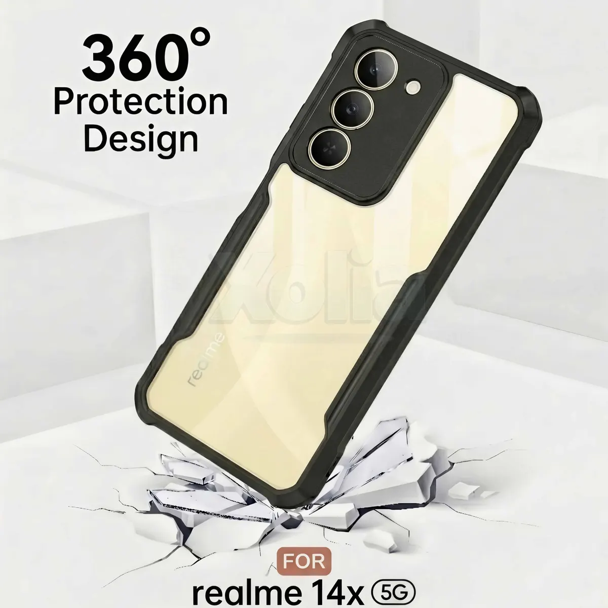 Micvir Back Cover for Realme 14X 5G (Transparent, Black, Shock Proof, Polycarbonate, Pack of: 1) — image 2 of 5