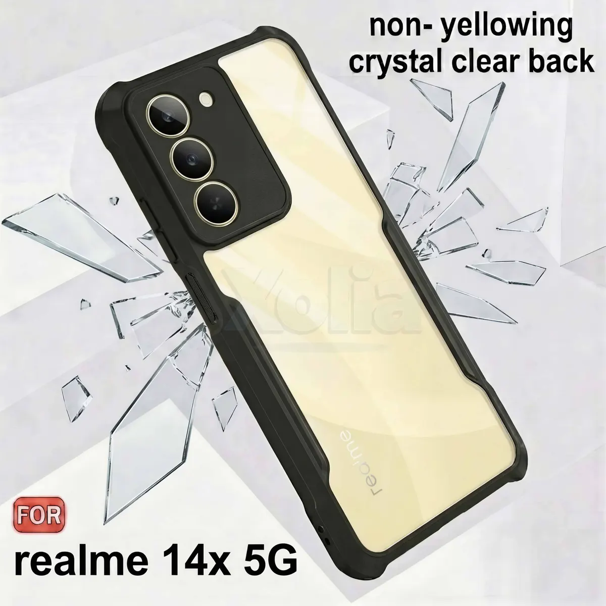 Micvir Back Cover for Realme 14X 5G (Transparent, Black, Shock Proof, Polycarbonate, Pack of: 1) — image 3 of 5