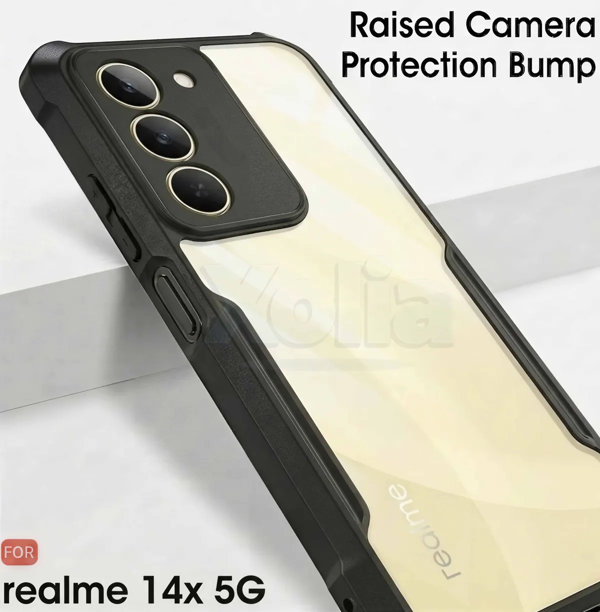 Micvir Back Cover for Realme 14X 5G (Transparent, Black, Shock Proof, Polycarbonate, Pack of: 1) — image 4 of 5