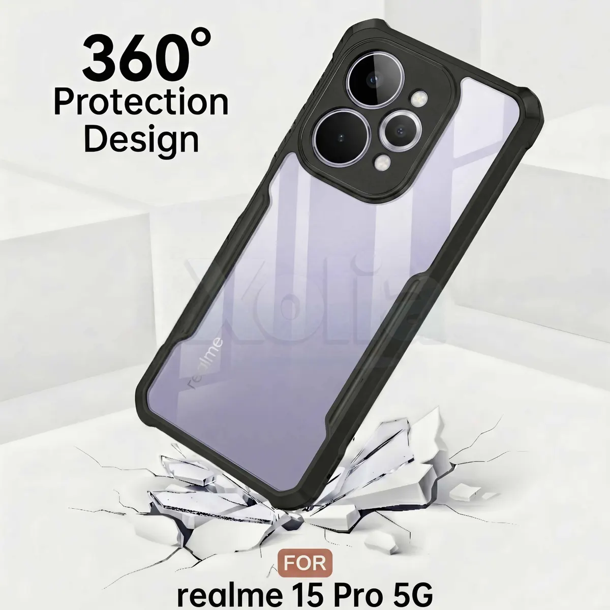 Micvir Back Cover for Realme 15 Pro 5G (Transparent, Black, Shock Proof, Polycarbonate, Pack of: 1) — image 3 of 5