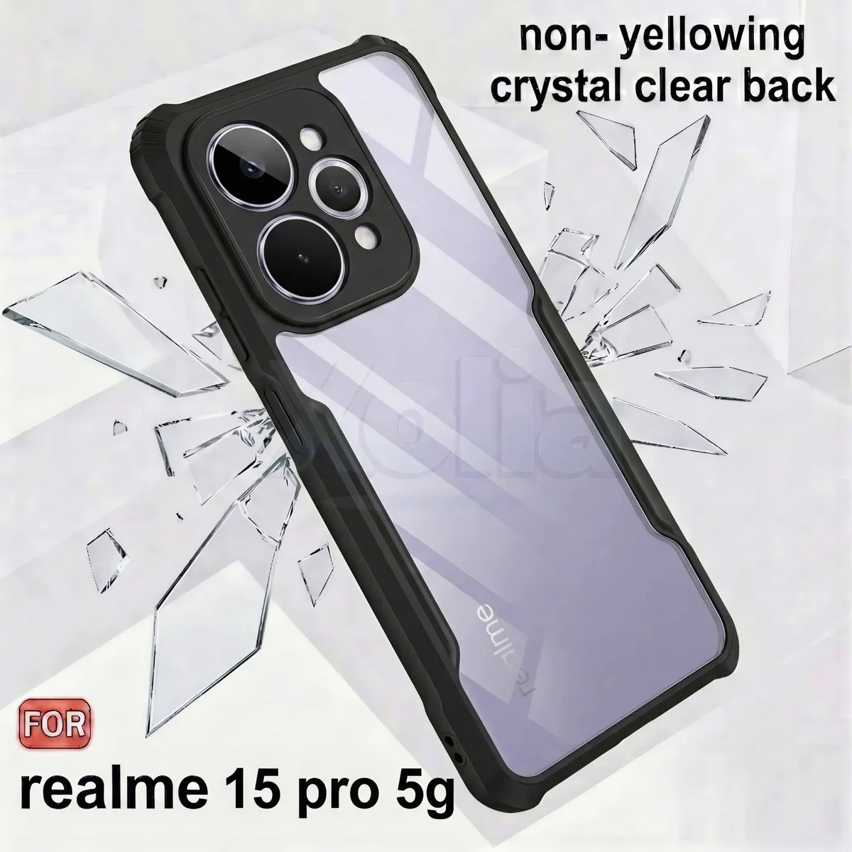 Micvir Back Cover for Realme 15 Pro 5G (Transparent, Black, Shock Proof, Polycarbonate, Pack of: 1) — image 4 of 5