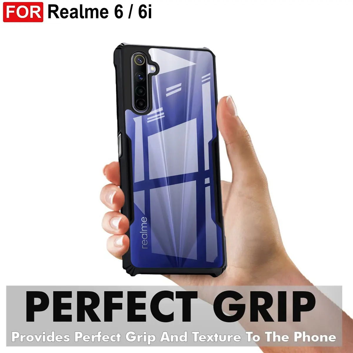 Micvir Back Cover for Realme 6i 5G (Transparent, Black, Shock Proof, Polycarbonate, Pack of: 1) — image 2 of 4