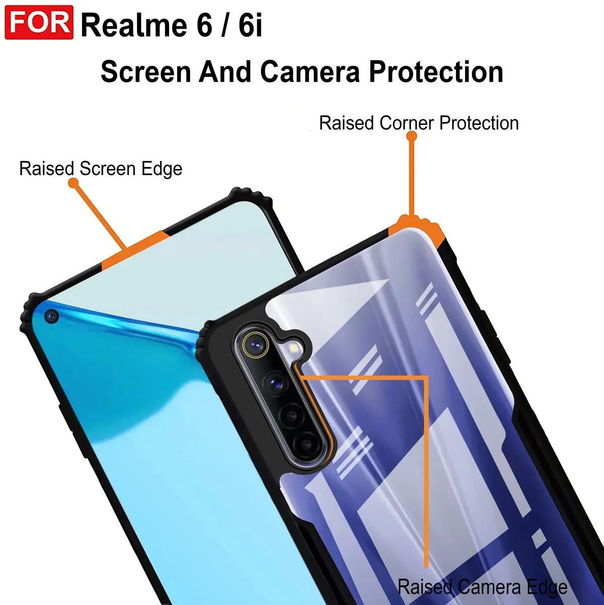 Micvir Back Cover for Realme 6i 5G (Transparent, Black, Shock Proof, Polycarbonate, Pack of: 1) — image 3 of 4