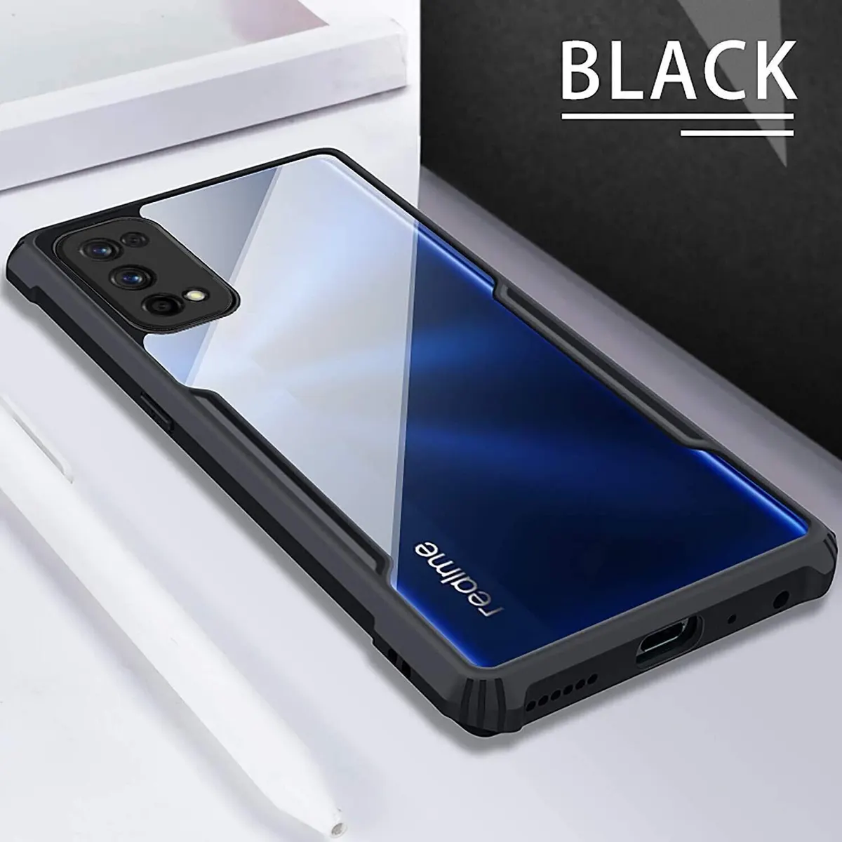 Micvir Back Cover for Realme 7 Pro (Transparent, Black, Shock Proof, Polycarbonate, Pack of: 1) — image 2 of 5