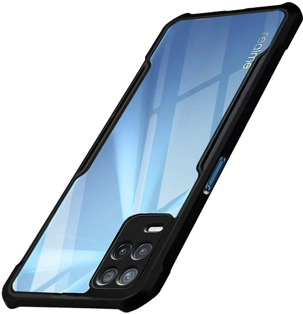 Micvir Back Cover for Realme 8 5G (Transparent, Black, Shock Proof, Polycarbonate, Pack of: 1)