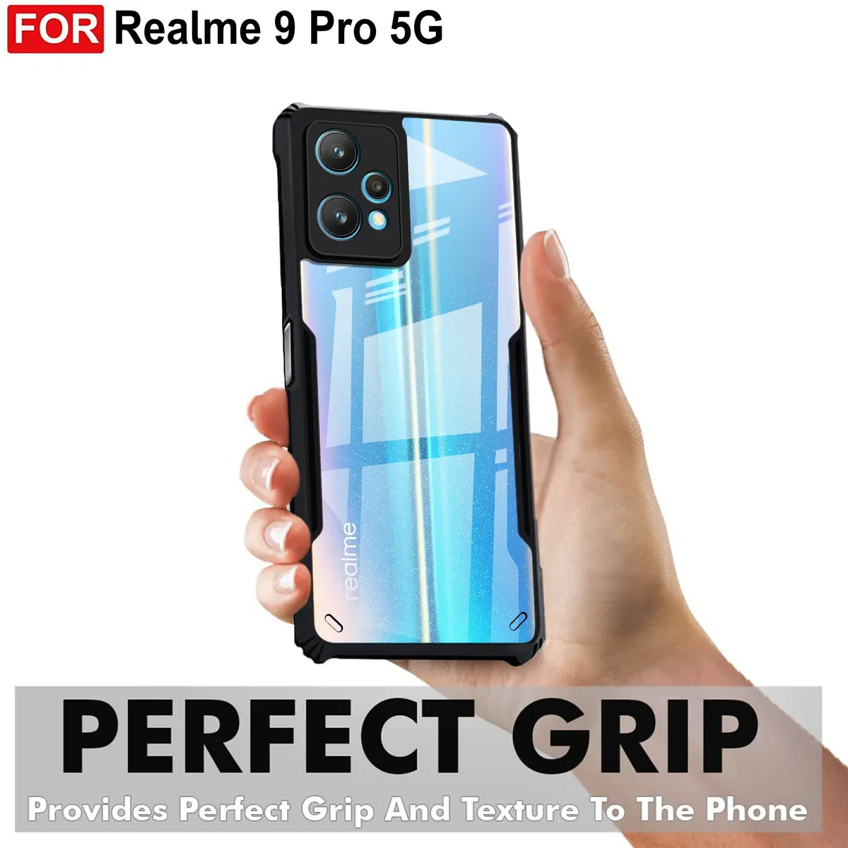 Micvir Back Cover for Realme 9 Pro 5G (Transparent, Black, Shock Proof, Polycarbonate, Pack of: 1) — image 2 of 5