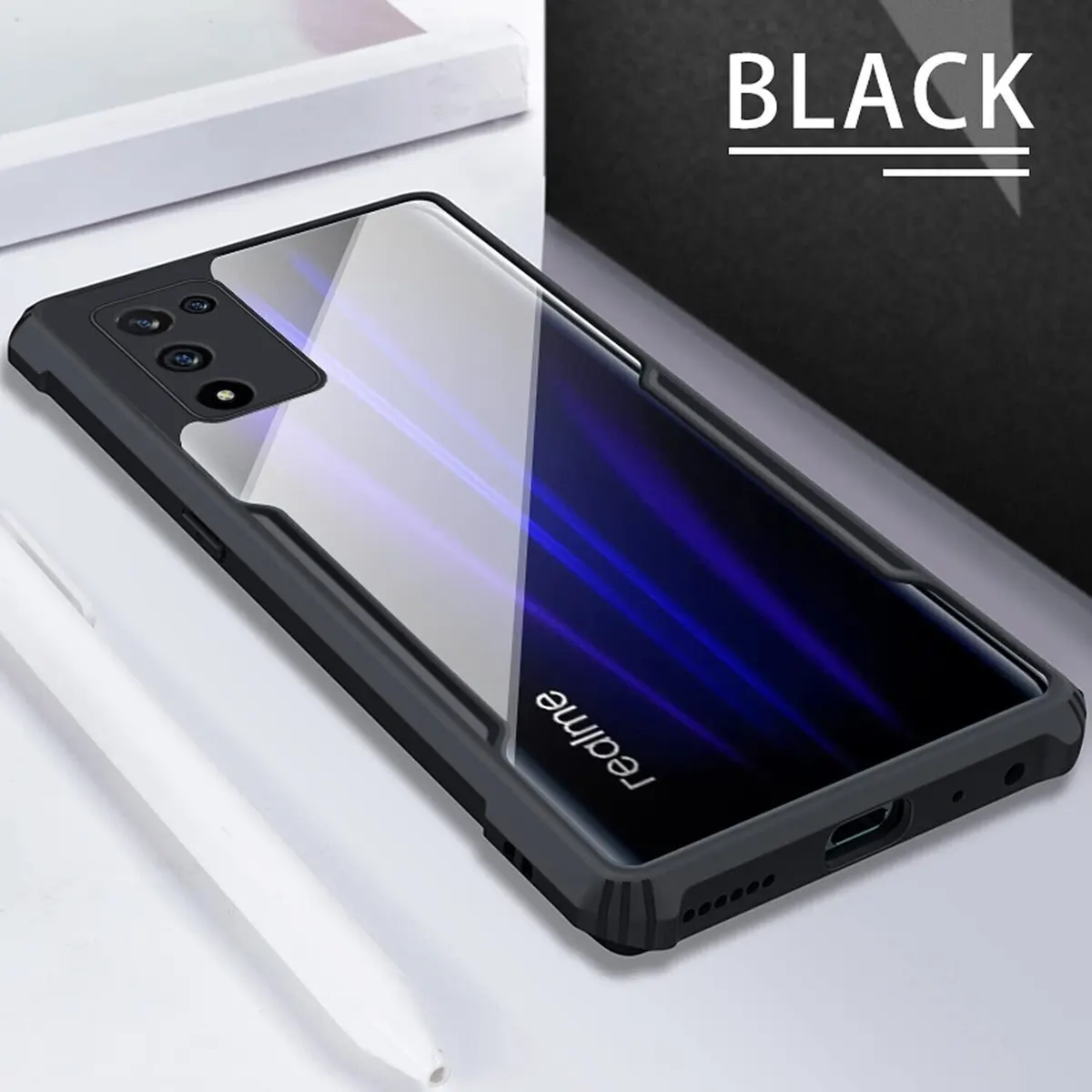Micvir Back Cover for Realme 9 5G SE (Transparent, Black, Shock Proof, Polycarbonate, Pack of: 1) — image 3 of 3