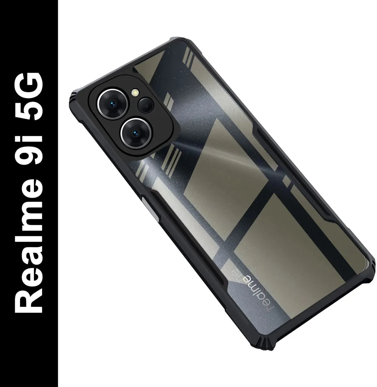 Micvir Back Cover for Realme 9i 5G (Transparent, Black, Shock Proof, Polycarbonate, Pack of: 1)