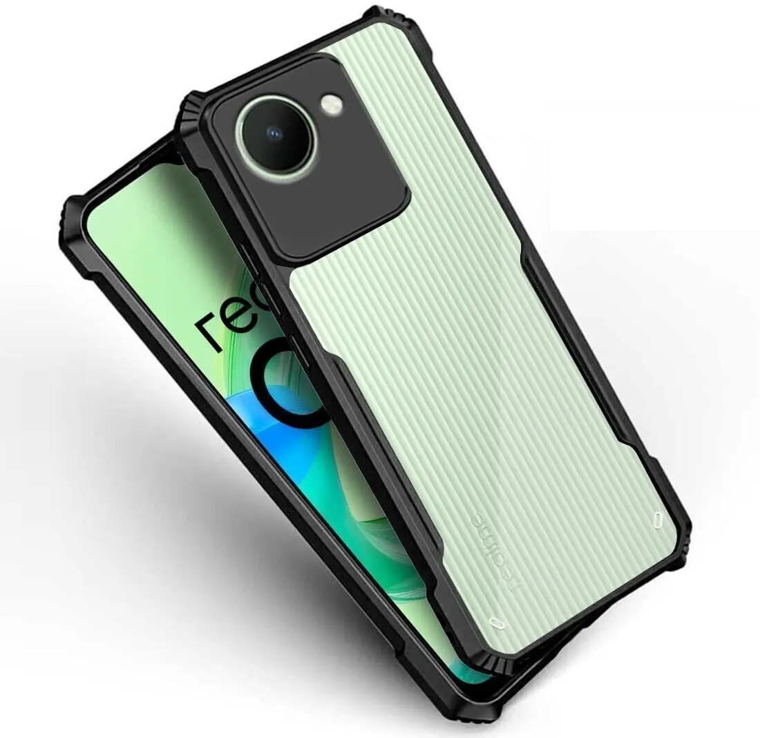 Micvir Back Cover for Realme C30 (Transparent, Black, Shock Proof, Polycarbonate, Pack of: 1) — image 2 of 5