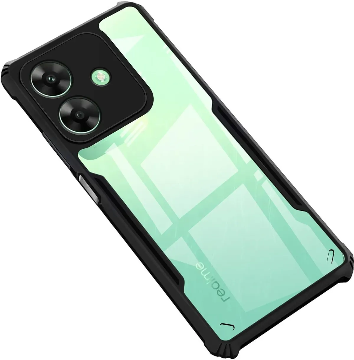 Micvir Back Cover for Realme C61 (Transparent, Black, Shock Proof, Polycarbonate, Pack of: 1)