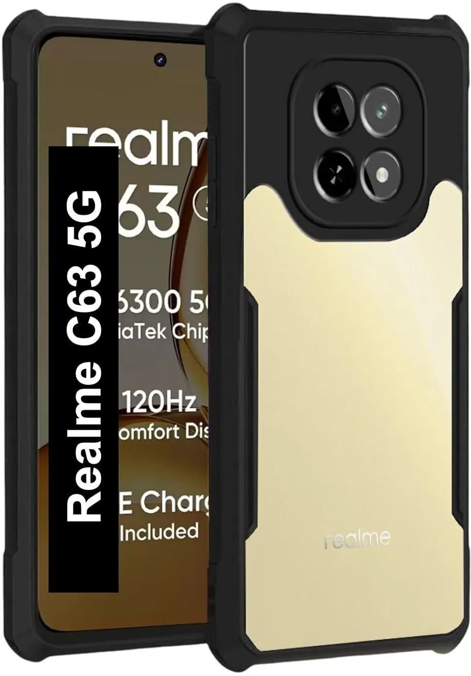 Micvir Back Cover for realme C63 5G (Black, Shock Proof, Polycarbonate, Pack of: 1)