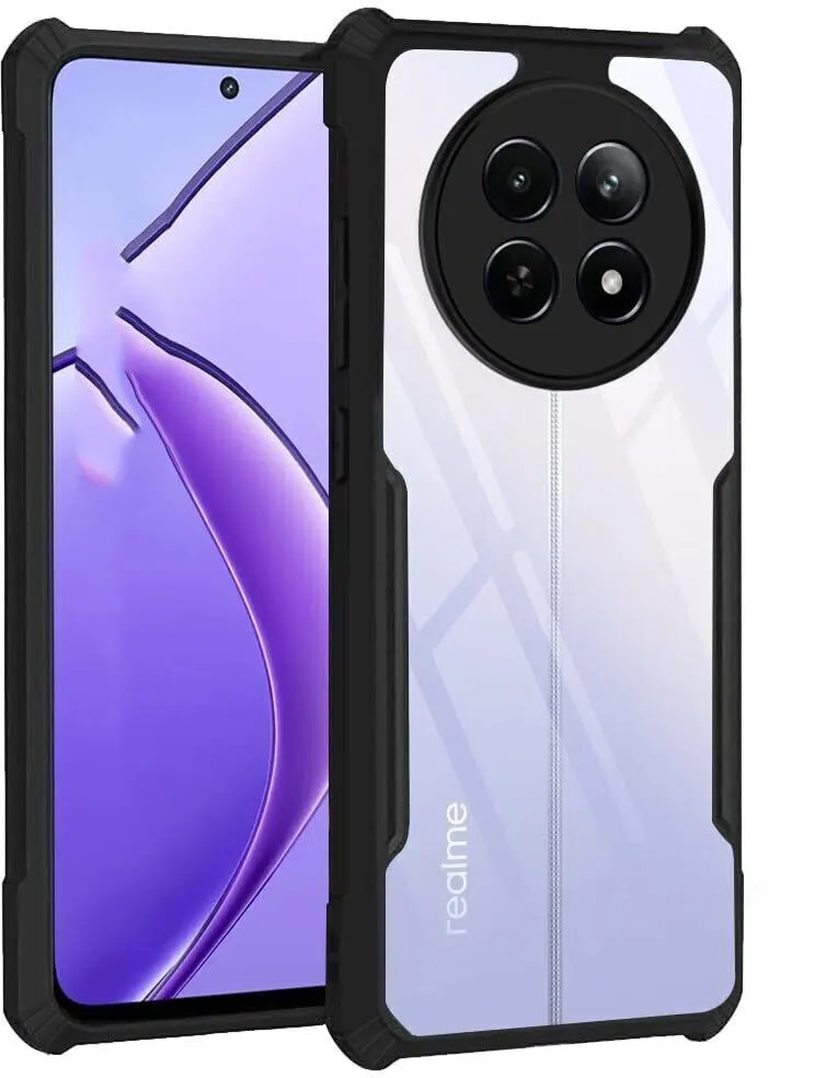 Micvir Back Cover for Realme C65 5G (Transparent, Black, Shock Proof, Polycarbonate, Pack of: 1)