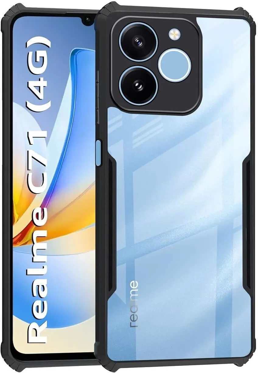 Micvir Back Cover for Realme C71 (Transparent, Black, Shock Proof, Polycarbonate, Pack of: 1)