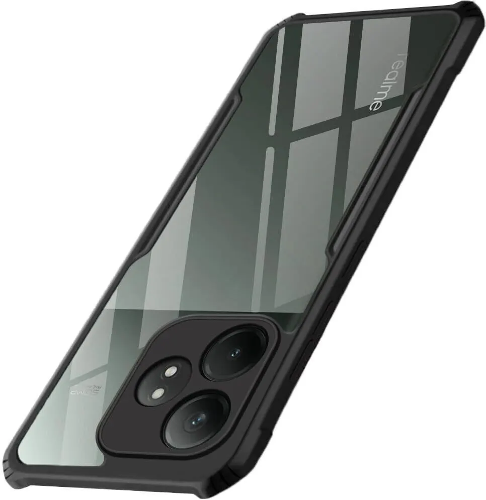 Micvir Back Cover for Realme GT 6T 5G (Transparent, Black, Shock Proof, Polycarbonate, Pack of: 1)