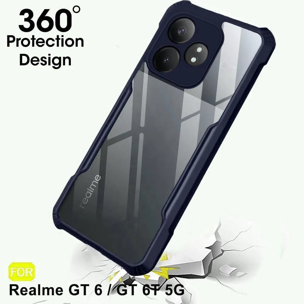 Micvir Back Cover for Realme GT 6T 5G (Transparent, Blue, Shock Proof, Polycarbonate, Pack of: 1) — image 2 of 5