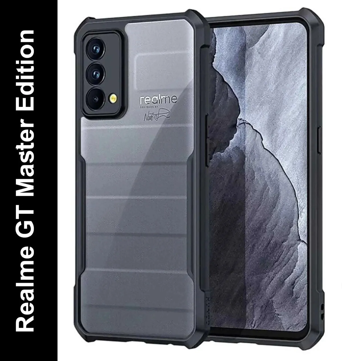 Micvir Back Cover for Realme GT Master Edition (Transparent, Black, Shock Proof, Polycarbonate, Pack of: 1)