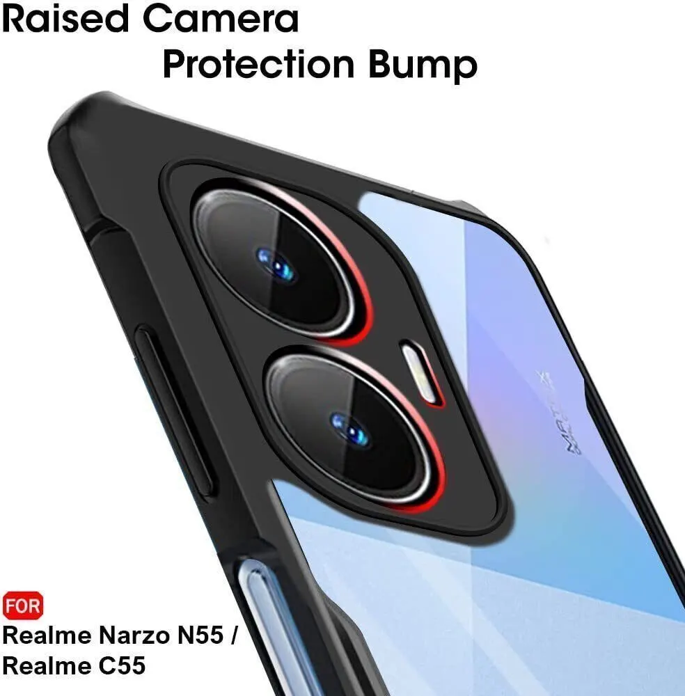 Micvir Back Cover for Realme Narzo N55 (Transparent, Black, Shock Proof, Polycarbonate, Pack of: 1) — image 4 of 5