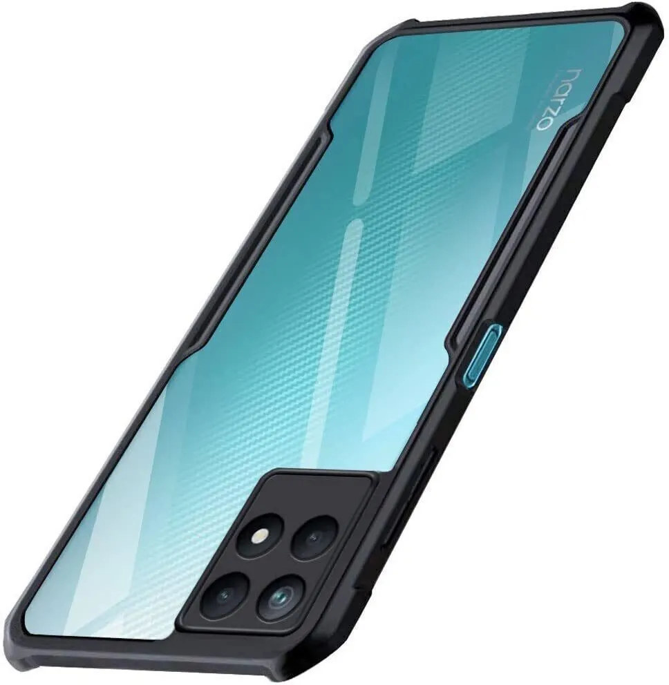 Micvir Back Cover for Realme Narzo 50 (Transparent, Black, Shock Proof, Polycarbonate, Pack of: 1)